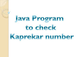 java program to check kaprekar number