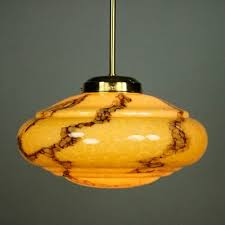 Vintage Art Deco Glass Pendant Lamp