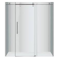 Turin Horizon 72 X 75 In Semi Frameless Sliding Alcove Shower Door With Clear Glass Nickel Tu Sd 978 72 N