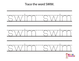 trace the word swim reading