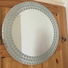 silver glitter mosaic mirror 50cm round