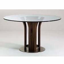 Brown Glass Top Round Wooden Table