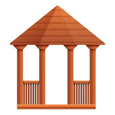 Vector Wood Home Gazebo Icon Cartoon