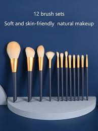 12pcs blue gold makeup brush set