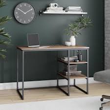 Free shipping on orders of $35+ and save 5% every day with your target redcard. Nathan James Carson 42 In Oak Industrial Desk For Small Home Office Computer Or Work Desk W Shelves Sturdy Black Matte Metal Frame 51501 The Home Depot