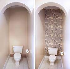 wallpaper accent wall bathroom