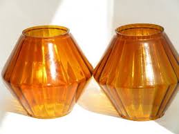 Retro Amber Glass Lamp Globes Vintage