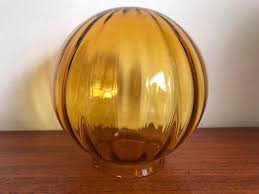 Vintage Amber Optical Glass Light Shade