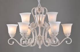 Best 9 Light White Metal Antique Chandeliers With Frost Glass Lamp Cover