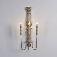 French Country 3 Light Wood Candle Wall