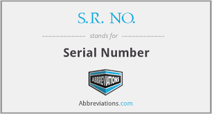 s r no serial number