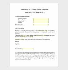 proof of residency letter affidavit of