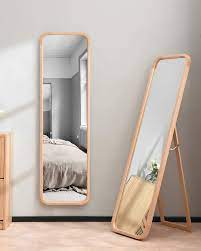 This is a fun project to tackle, it doesn't take long at all, and. Amazon Com Tinytimes 63 18 Wooden Full Length Mirror Floor Mirror With Stand Beech Rounded Corner Rustic Mirror Free Standing Or Wall Mounted For Bedroom Living Room Dressing Room Natural Kitchen Dining
