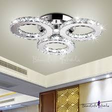 Circular Ring Led Ceiling Flush Mount Modern Fashion Clear Crystal Indoor Lighting Fixture Beautifulhalo Com