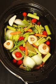 vegetable broth in the slow cooker