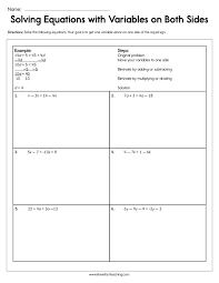 Sides Worksheet Solving Equations