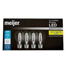 Meijer 60w Equivalent A19 Dimmable Clear Glass Filament Led Light Bulb 4 Ct Led Bulbs Meijer Grocery Pharmacy Home More