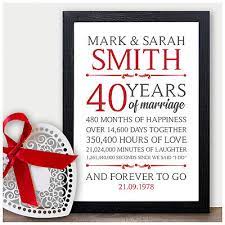 40th wedding personalised anniversary