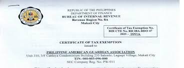bir certificate of tax exemption paga