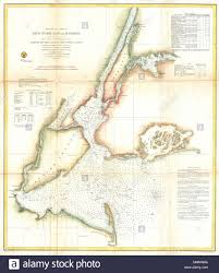 English A Rare 1857 Coastal Chart Of New York City Its