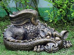 Garden Ornament Sleeping Dragon Bronze