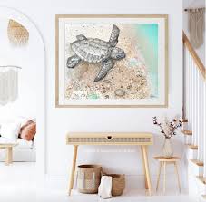 Baby Sea Turtle Watercolor Art Prints