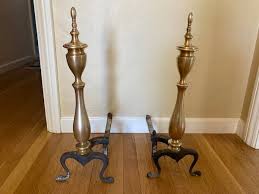 Brass Fireplace Andirons Antiques