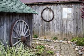 Country Garden Shed Winding Stone Path