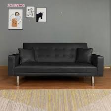 warner leather sofa bed black by