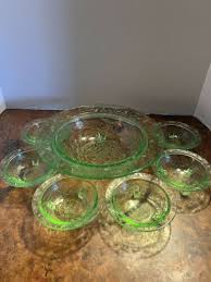rare vintage green depression glass