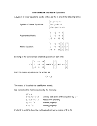 Inverse Matrix And Matrix Equations