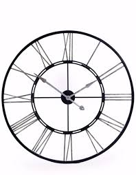 Large Black And Silver Iron Clock The