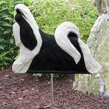 Shih Tzu Statue Black White Pet