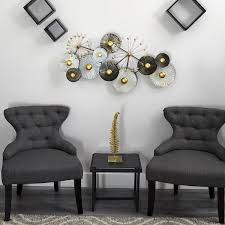 nearly natural 3 5 ft x 2 ft urban layered black silver and gold metal wall art decor black silver gold