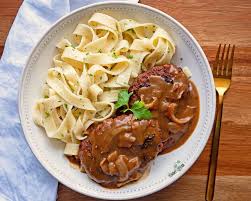 The meat is seasoned, shaped, and seared, then a delicious mushroom sauce is made all in the same pan. Beyond Meat Salisbury Steak The Yummy Vegan