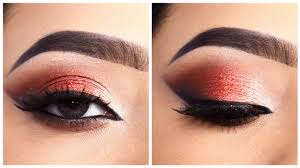 red smokey glitter eye makeup red