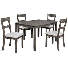Sunset trading brookdale 5 piece round counter height table set with brookdale stools. 5 Piece Grey Dining Set With Cream Upholstery At Home