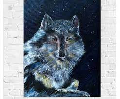 Wolf Painting Original Art Wolf Art