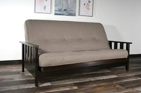 Often referred to as wall huggers, these futons can be converted while they are right up against the wall. Canby Full Size Wall Hugger Futon Frame Black Walnut