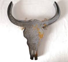 Distressed Galvanized Metal Bull Head