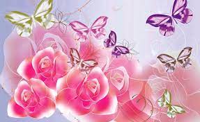 pink roses and erflies