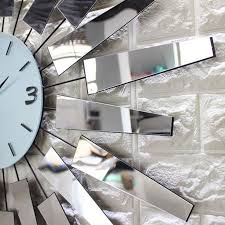 lqqgxl large wall clock 3d mute mirror