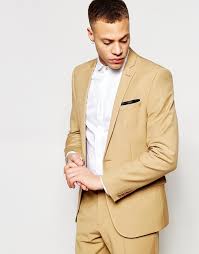 Discover men's suit styles with asos. Asos Brand Wedding Slim Suit Jacket In Camel 145 Asos Lookastic