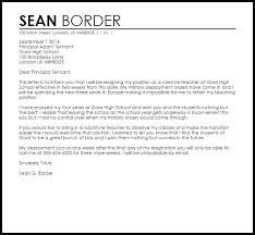 Teacher Resignation Letter Example To Principal Letter Samples