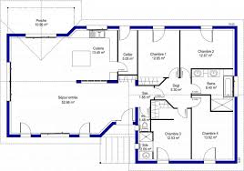 plan de maison à 4 chambres une