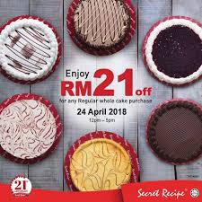 Ayo, buruan dapetin fresh pack quart hanya 175k sekarang juga. Secret Recipe Enjoy Rm21 Off For Cake Purchase 24 April 2018