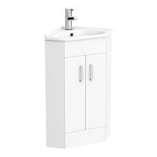 In reality, these understated units can make or break a bathroom's visual impact. Alaska High Gloss White Corner Cabinet Vanity Unit With Ceramic Basin