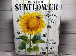 Organic Sunflower Farm Sign Sunflower