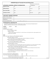 Unsom Adjunct Faculty Personal Data Form