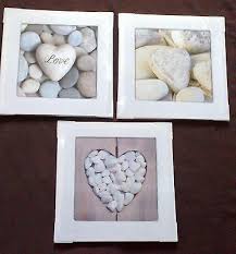 set 3 grey white pebble stone love